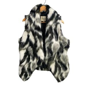 Thread & Supply Faux Fur Vest Womens XL Animal Print Gilet Statement Boho Chic